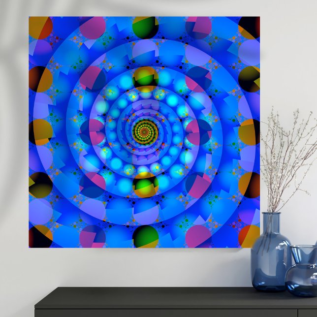 Blue Spiral Fractal with Dots Poster (Creator Uploaded)