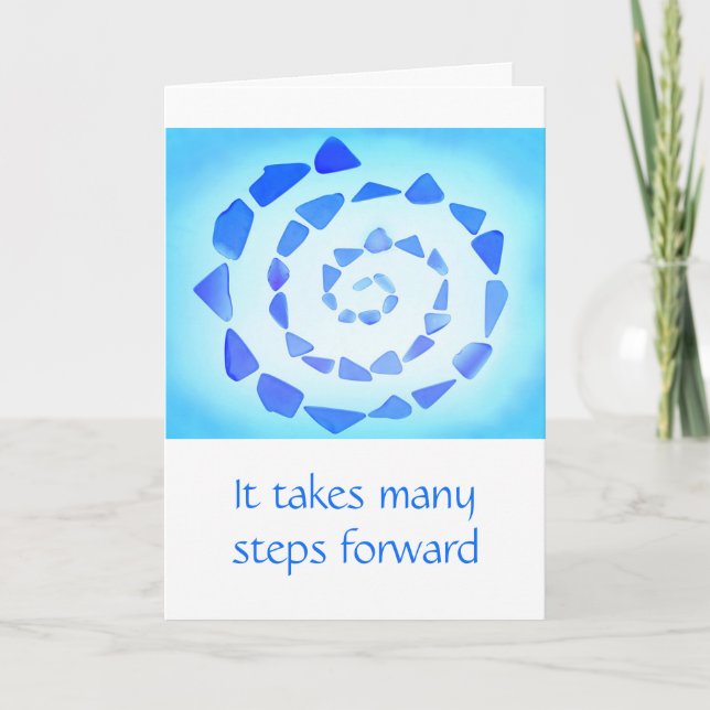 Blue Spiral Get Well Encouragement Card (Front)