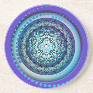 Blue Spiral Medallion Design Coaster