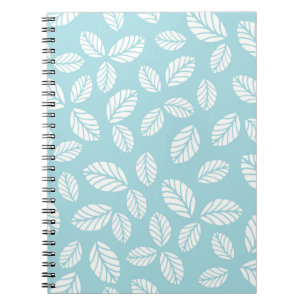 Blue Spiral Notebook With Leaves