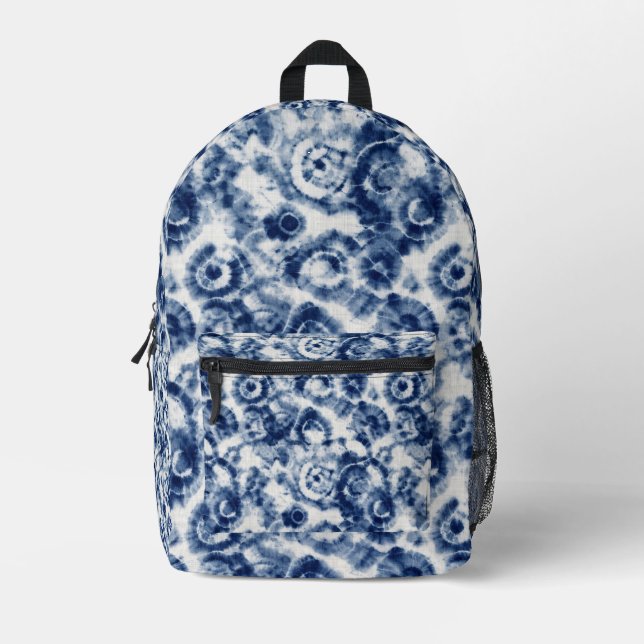 Blue Spiral Tie Dye Backpack (Front)