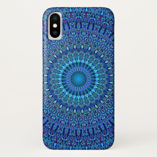 Blue Spiritual Flower Garden Mandala Case-Mate iPhone Case (Back)