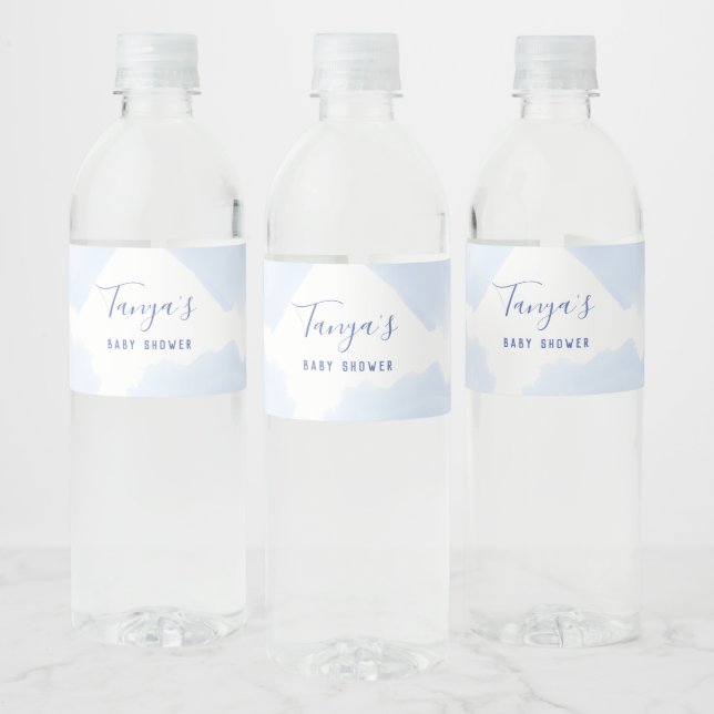 Blue splash bottle label, baby shower water bottle label (Bottles)