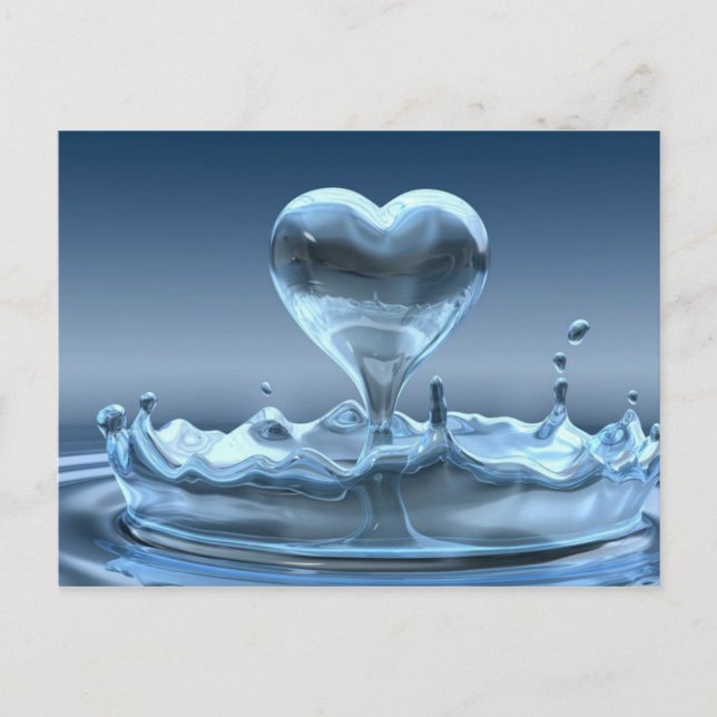 Blue Splash Of Heart Postcard (Front)