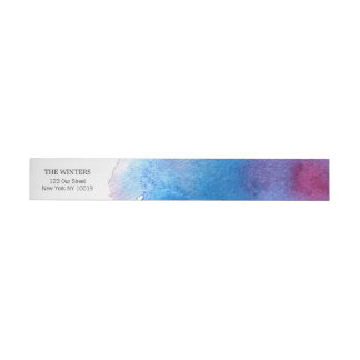 Blue Splash Watercolor Wedding Wraparound Address Label