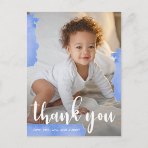 Blue Splashes Birthday Party Thank You Full Photo Postcard