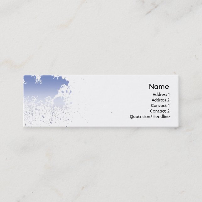 Blue Splatter - Skinny Mini Business Card (Front)