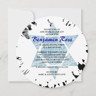 Blue Splatter Star Bar Bat Mitzvah Invitation