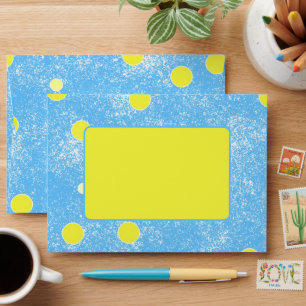 Blue Sponge Paint with Yellow Dots Envelope