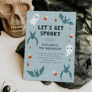 Blue Spooky Halloween Birthday Party Invitation