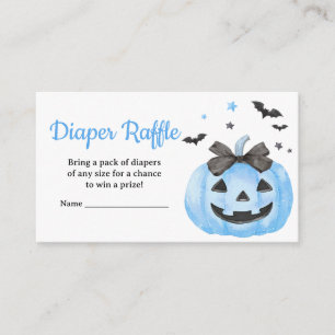 Blue Spooky Little Boo Pumpkin Diaper Raffle Enclosure Card