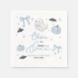 Blue Spooky One 1st Birthday Cute Ghost Halloween Napkin