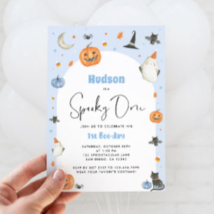Blue Spooky One 1st Boo-day Invitation