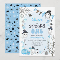 Blue Spooky One Cute Ghost Boy 1st Birthday