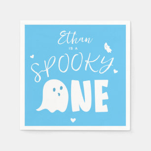 Blue Spooky One Ghost Boys First Birthday Napkin