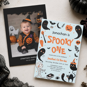Blue Spooky One Halloween 1st Birthday Boy  Invitation