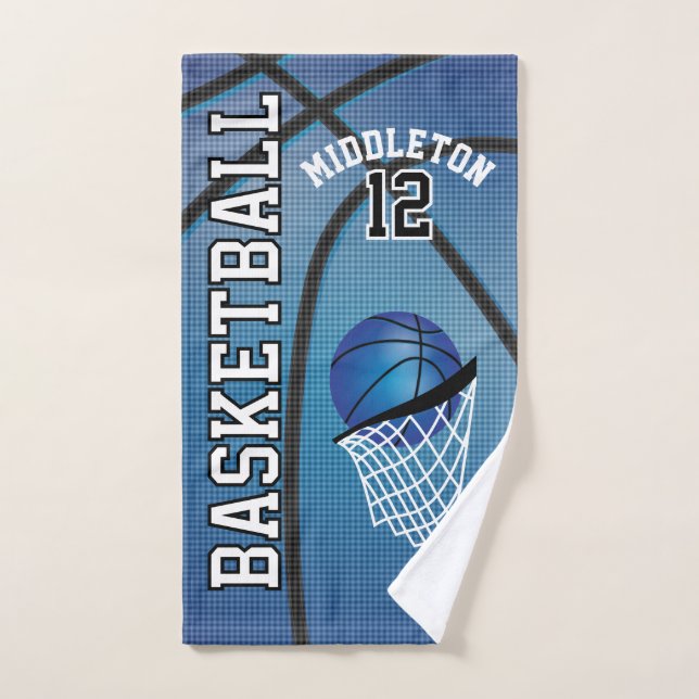 Blue Sport 🏀 Basketball | DIY Text Hand Towel (Hand Towel)