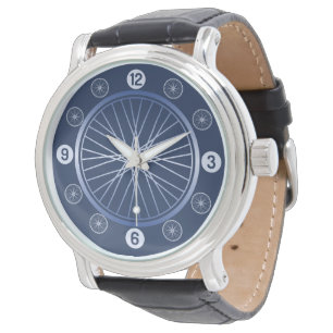 Blue sport bicycle wheel watch