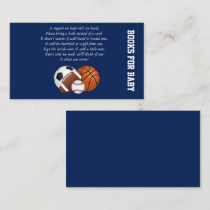 Blue Sports Baby Shower Books for Baby Enclosure C Card