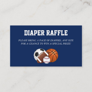 Blue Sports Baby Shower Diaper Raffle Enclosure Card