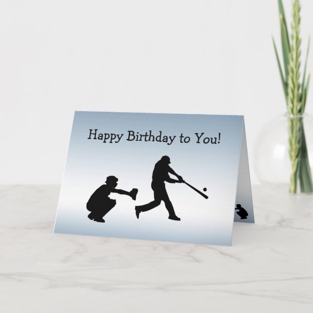 Blue Sports Baseball Play Ball Birthday Card (Front)