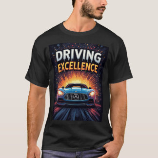 🏎️ Blue Sports Car Sunset Burst Speed Art T-Shirt