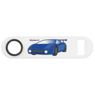 Blue sports car with airfoil illustration 