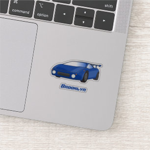 Blue sports car with airfoil illustration