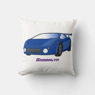 Blue sports car with airfoil illustration cushion
