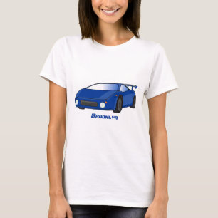 Blue sports car with airfoil illustration T-Shirt