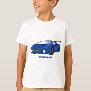 Blue sports car with airfoil illustration T-Shirt