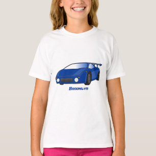 Blue sports car with airfoil illustration T-Shirt
