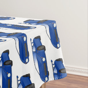 Blue sports car with airfoil illustration tablecloth