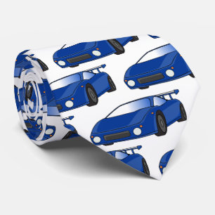 Blue sports car with airfoil illustration tie