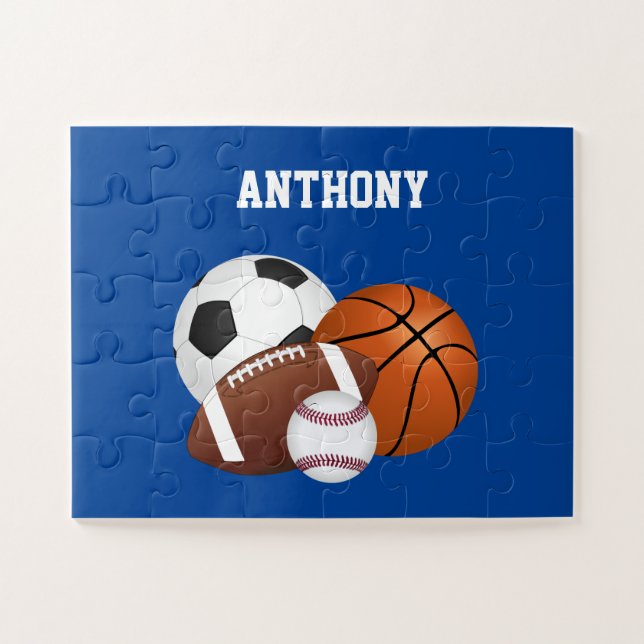 Blue Sports Custom Jigsaw Puzzle (Horizontal)