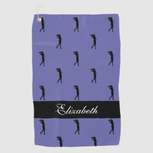 Blue Sports Pro Lady Golfer Womens Name Golf Towel
