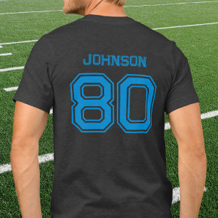 Blue Sports Team Custom Name, Number, Team Black Tri-Blend Shirt