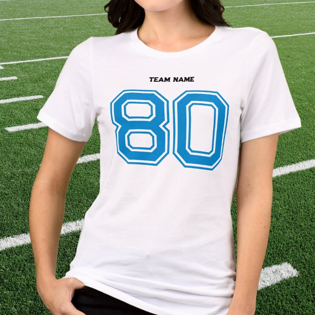 Blue Sports Team Custom Name, Player Number, Team Tri-Blend Shirt (Creator Uploaded)