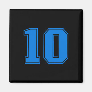 Blue sports team uni number #10 premium tri-blend magnet