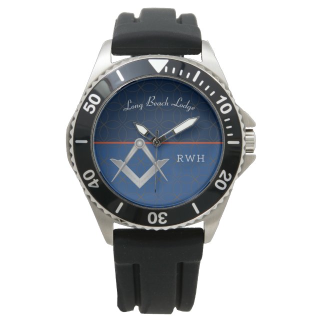 Blue Sporty Monogram Masonic Watch (Front)