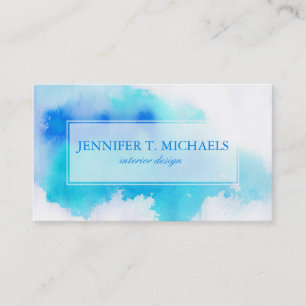 Blue spot, watercolor abstract hand painted business card