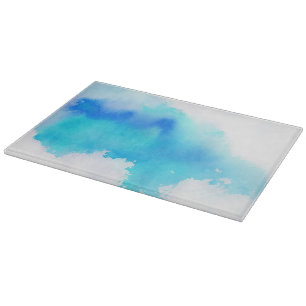 Blue spot, watercolor abstract hand painted cutting board