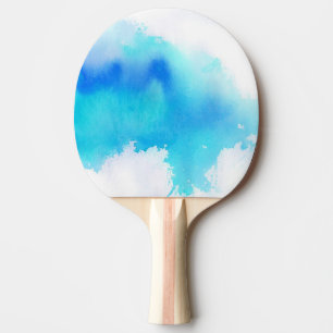 Blue spot, watercolor abstract hand painted ping pong paddle