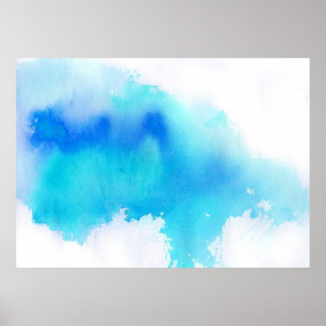 Blue spot, watercolor abstract hand painted poster (Front)