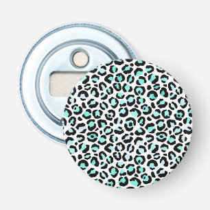 Blue Spots Turquoise Pink Faux Leopard Skin Bottle Opener
