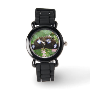 Blue Spotted Butterfly Glitter Watch