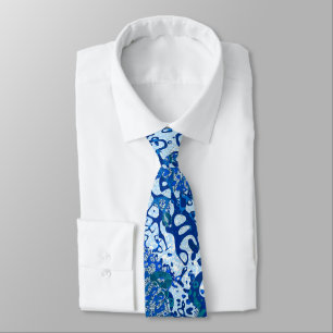 Blue Spotted Graphic Abstraction Tie