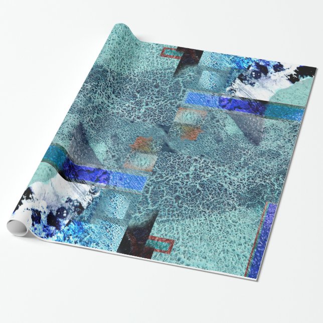 blue spray modern  wrapping paper (Unrolled)
