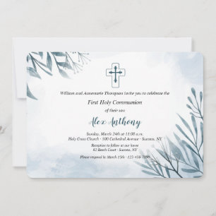 Blue Sprigs Religious Invitation