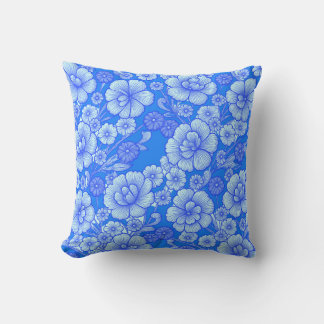 Blue Spring Baroque Floral Cushion
